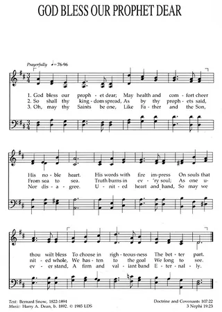 Music, God Bless Our Prophet Dear