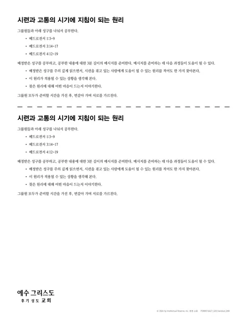 Guiding Principles during Times of Trial and Suffering handout