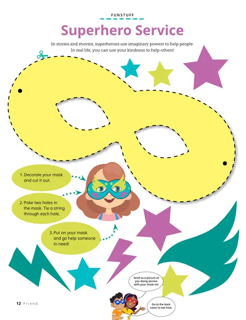 Activity PDF of a superhero mask to cut out and wear while doing service