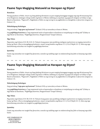handout na Paano Tayo Binibigyang-katwiran sa Harap ng Diyos?