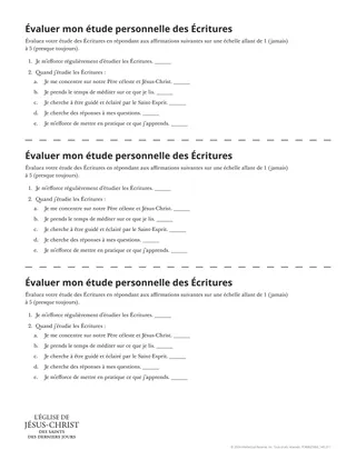 Évaluer mon étude personnelle des Écritures