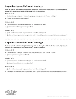 Document à distribuer « La prédication de Noé avant le déluge »