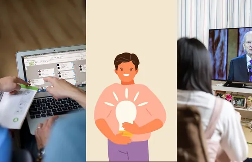 a composite image of young adults