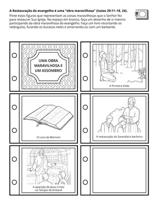 Página de atividades da Primária: A Restauração do evangelho é uma “obra maravilhosa”