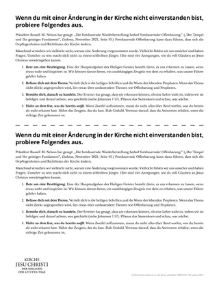 Arbeitsblatt: „Wenn du mit einer Änderung in der Kirche nicht einverstanden bist, probiere doch einmal Folgendes aus“