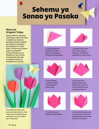 Ukurasa wa PDF ukiwa na shughuli ya origami tulipu