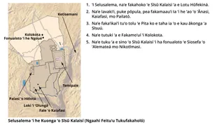 ko ha mape ʻo Selusalema ʻi he taimi ʻo Sīsū Kalaisí, ʻoku hā ai ʻa e ngaahi feituʻu tukufakaholo ʻo ʻEne mamahí, ngaahi faingataʻá, Tutukí, mo hono telió