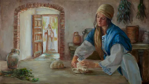 Woman making bread for the prophet