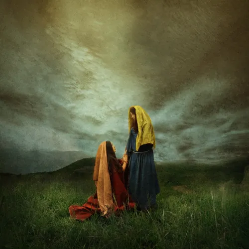 Ruth kneeling before Naomi