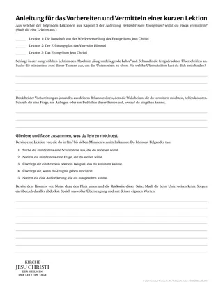 Anleitung für das Vorbereiten und Vermitteln einer kurzen Lektion