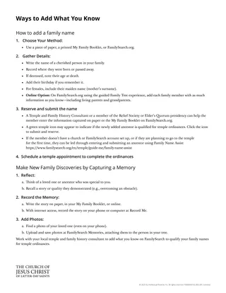 Family History Activities for Gospel Library App