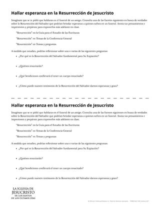 Volante: Hallar esperanza en la Resurrección de Jesucristo
