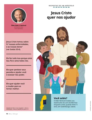 Página em PDF com ilustração de Jesus Cristo com crianças ao Seu redor