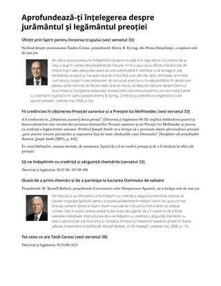 Aprofundează-ți înțelegerea despre jurământul și legământul preoției