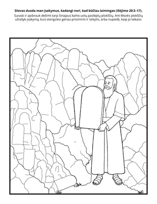 Pradinukų užduotėlių puslapis. Dievas duoda man įsakymus, kadangi nori, jog būčiau laimingas