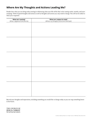 Where Are My Thoughts and Actions Leading Me? handout