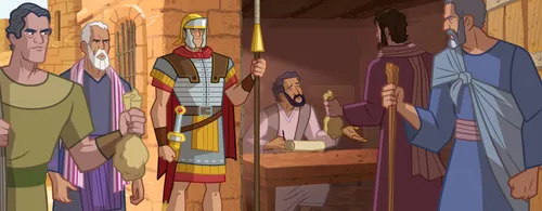 Zacchaeus collecting taxes.