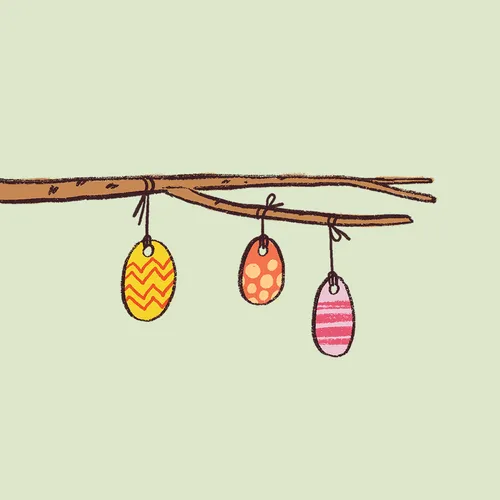 Easter eggs hanging from a tree
