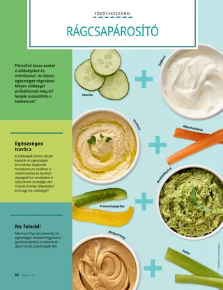 Oldal PDF-változata zöldségek és mártások fényképével