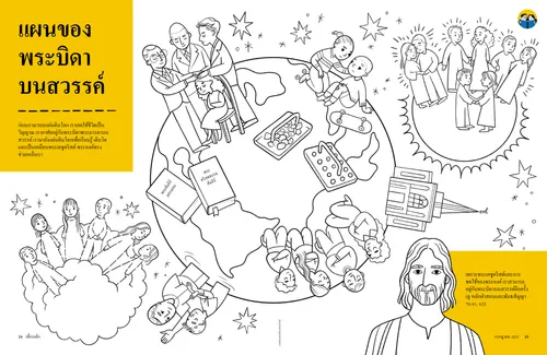 หน้า PDF ระบายสีภาพแผนของพระบิดาบนสวรรค์