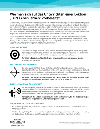 Wie man sich auf das Unterrichten einer Lektion „Fürs Leben lernen“ vorbereitet