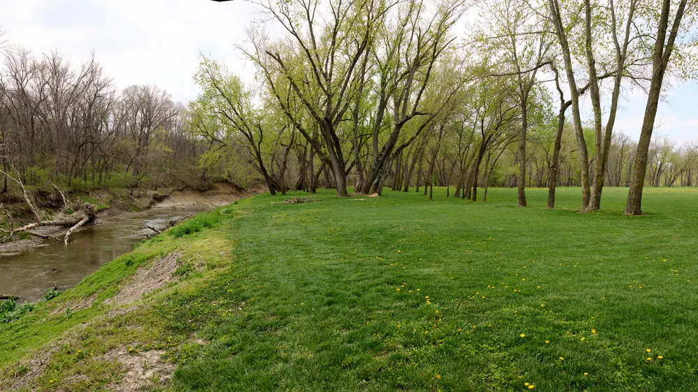 Exterior image of a grassy field at Hawn's Mill.