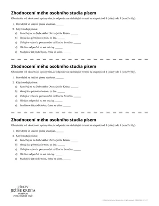 Zhodnocení mého osobního studia písem