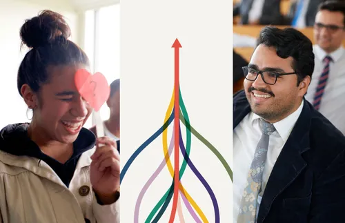 composite image of young adults