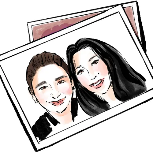 illustration of a photograph of two women