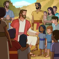 Jesus blesses the children.