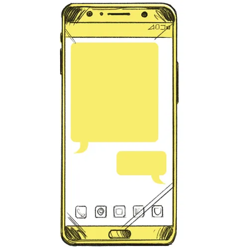 illustration of phone screen with message