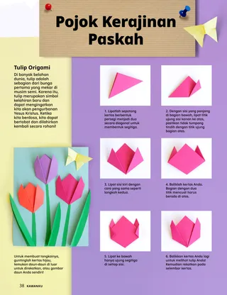 Halaman PDF dengan kegiatan tulip origami