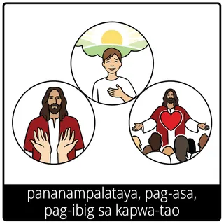 simbolo ng ebanghelyo para sa pananampalataya, pag-asa, pag-ibig sa kapwa-tao