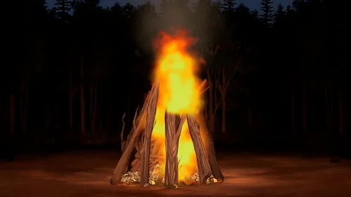 burning campfire