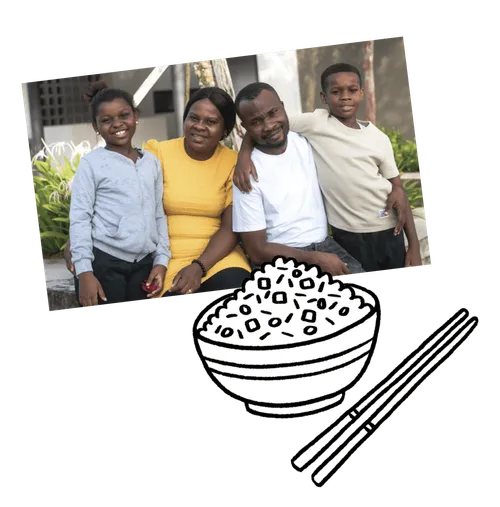 Billede af en dreng med sin familie