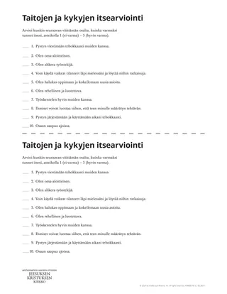 Taitojen ja kykyjen itsearviointi