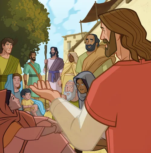 Jesus greeting Nathanael.