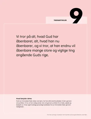 PDF-plakat med den niende trosartikel med en forklaring af, hvad den betyder