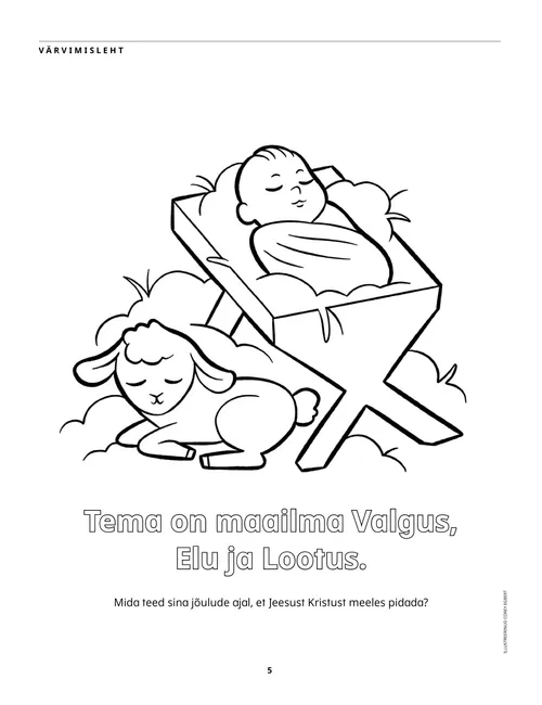 PDF värvimislehest „Jeesuslaps sõimes ja tall”