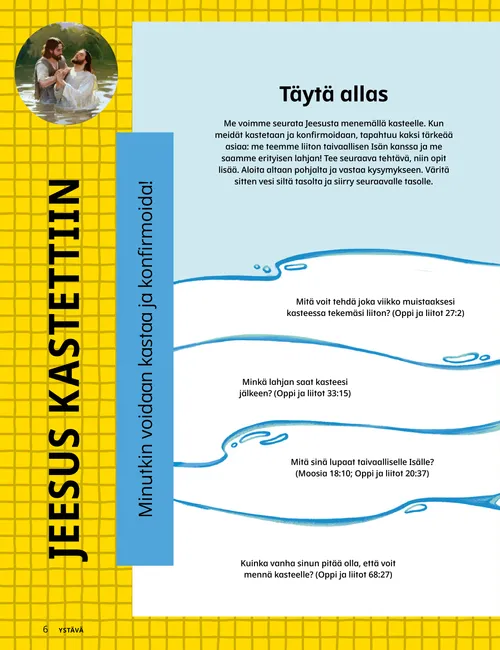 Sivun PDF, jossa on värityskuva tytön kasteesta