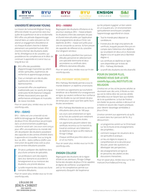 document décrivant les différentes écoles de l’Église.