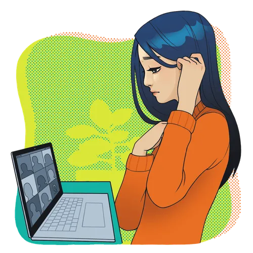 young woman looking at a computer