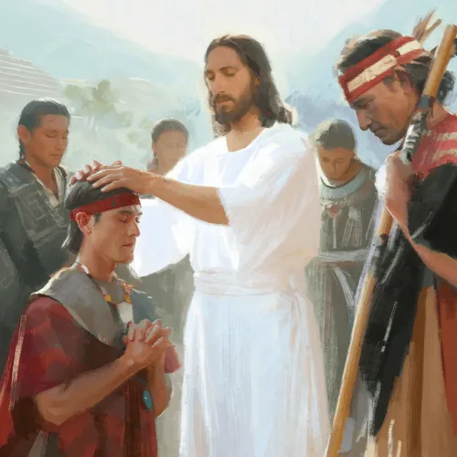 Jesus Christ ordaining Nephite disciples