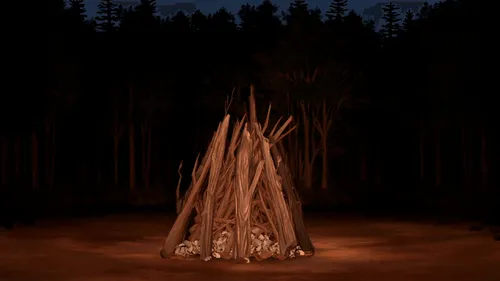 unlit campfire