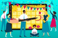 Illustration of people using multiple forms of technology and calendars