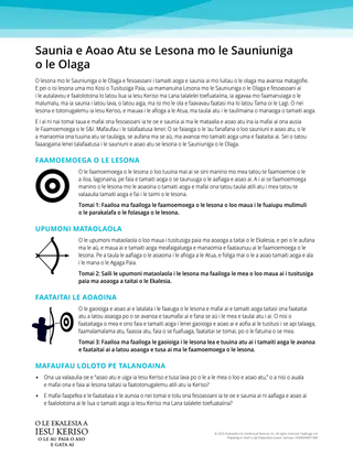 Saunia e Aoao Atu se Lesona mo le Sauniuniga o le Olaga