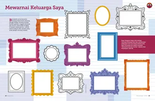 Halaman mewarnai PDF dengan berbagai bingkai foto dengan ruang untuk menggambar potret