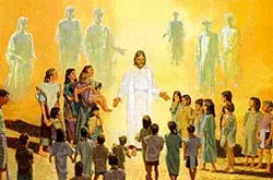 Angels encircle the children