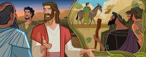 A man asks Jesus a question.