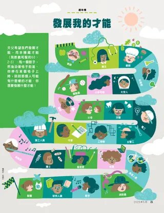 活動PDF，格子構成的路徑，每個格子都有不同工作者的圖像